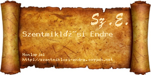 Szentmiklósi Endre névjegykártya